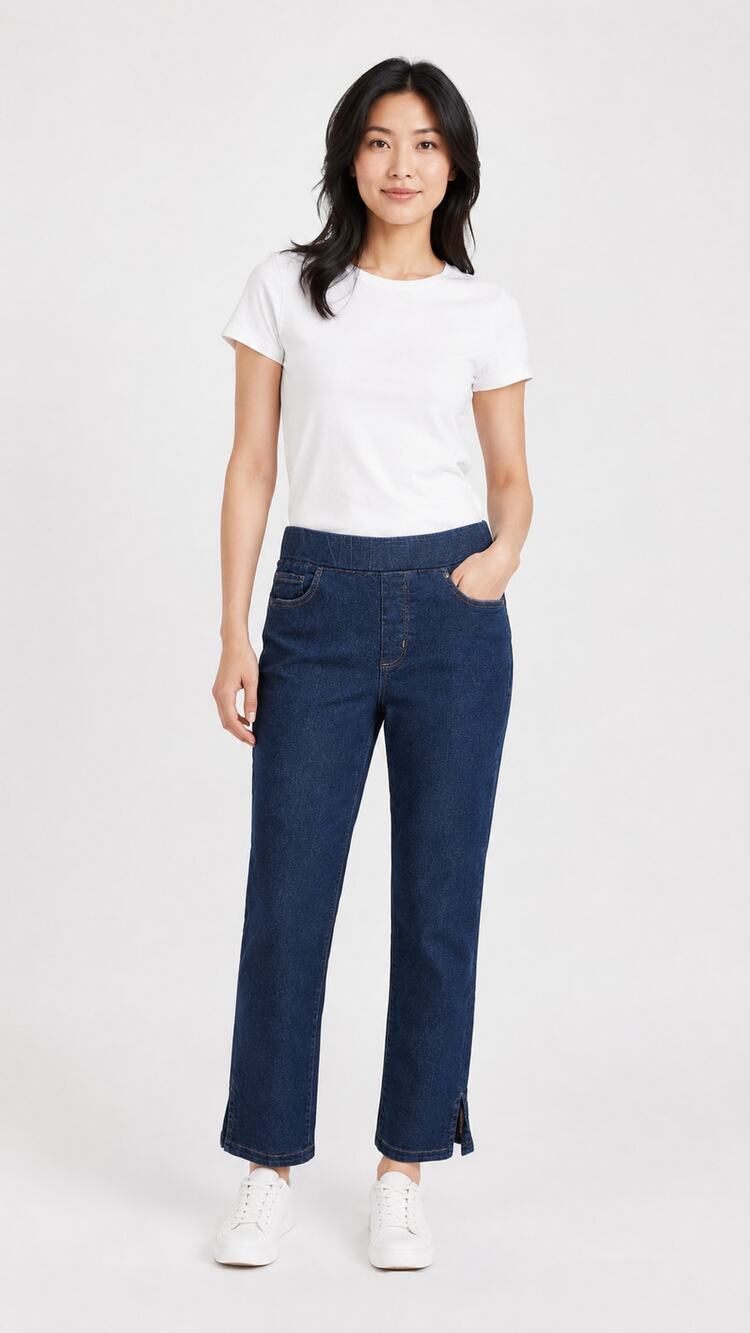 LOGO By Lori Goldstein Pull On Denim Jeans Dark Wash Womens Size Small New